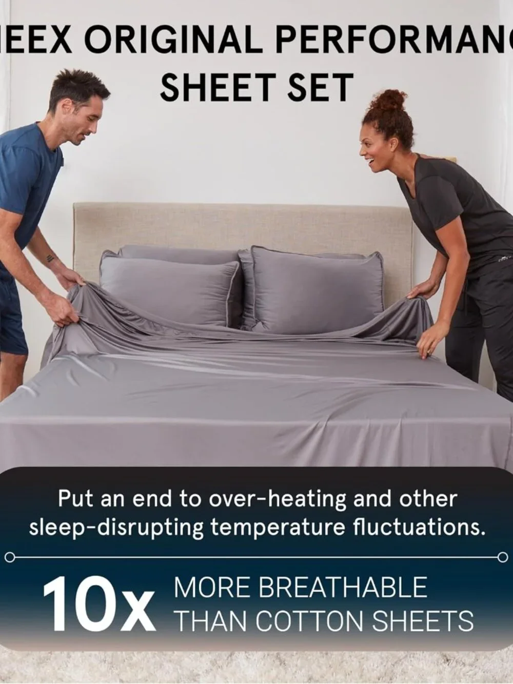 SHEEX Original Performance Cooling Sheets, Queen/Grey